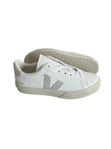 VEJA + NET SUSTAIN Campo leather and suede sneakers, Natural White-Free Shipping