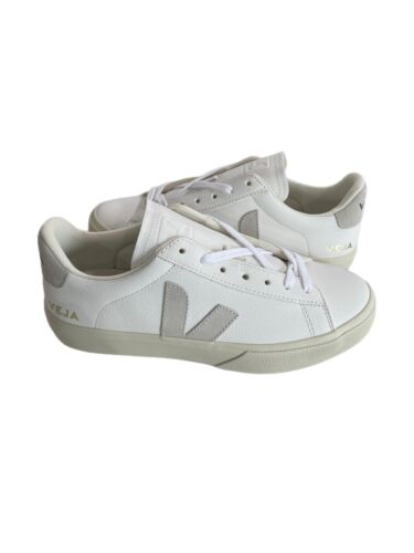 VEJA + NET SUSTAIN Campo leather and suede sneakers, Natural White-Free Shipping