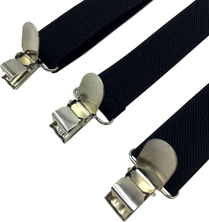 LOLELAI Suspenders for Women and Men | Elastic, Adjustable, Y-Back | Pant Clips, Tuxedo Braces (6, Black)