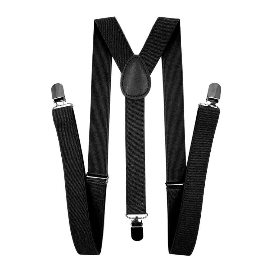 LOLELAI Suspenders for Women and Men | Elastic, Adjustable, Y-Back | Pant Clips, Tuxedo Braces (6, Black)