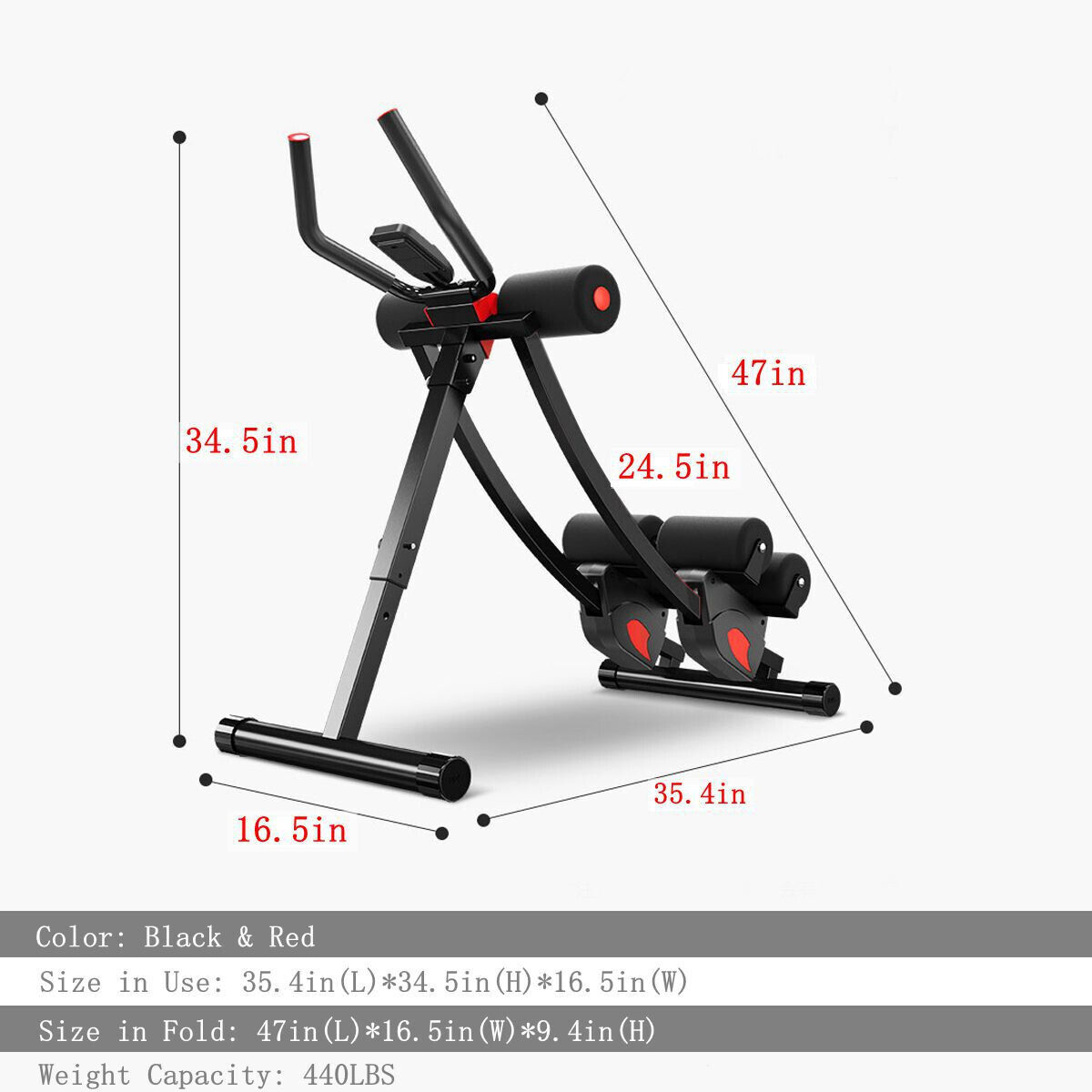 Fitlaya Fitness Ab Machine Trainer Equipment Home Gym Height Adjustable Foldable