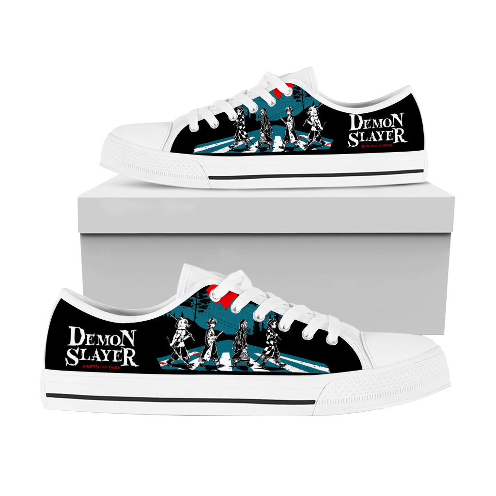 Demon The Slayer Abbey Road Tanjiro Nezuko Zenitsu Inosuke Sneakers Shoes for Women Men Anime Fans Unisex Kids Adults Boys Girls Fashion Sports White