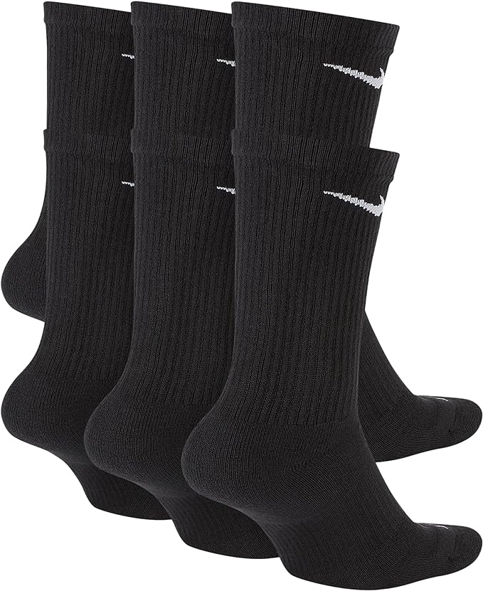 Nike Men`s Everyday Plus Cushioned Training Crew Socks 3 Pack | Black(sx6897-010)/W