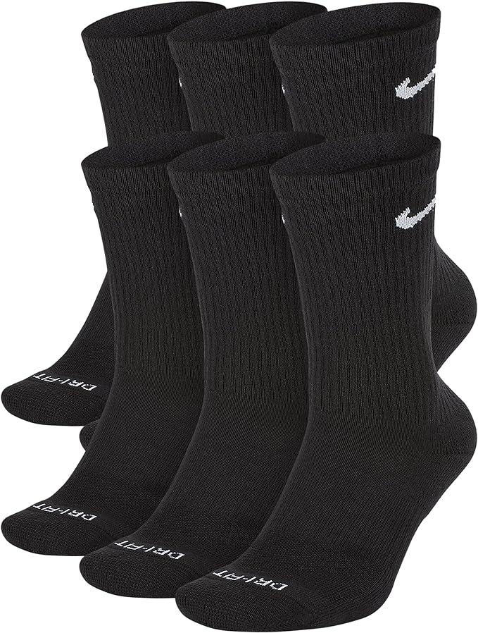 Nike Men`s Everyday Plus Cushioned Training Crew Socks 3 Pack | Black(sx6897-010)/W